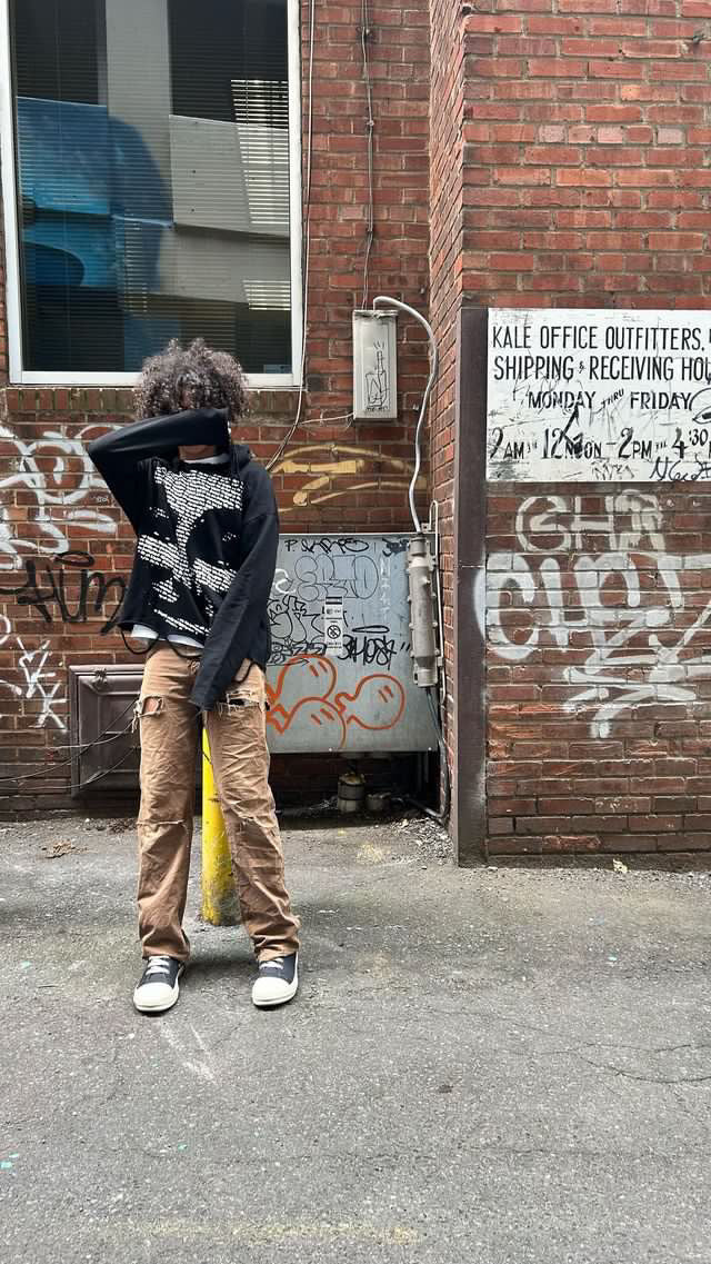 Cropped Distressed Hoodie
