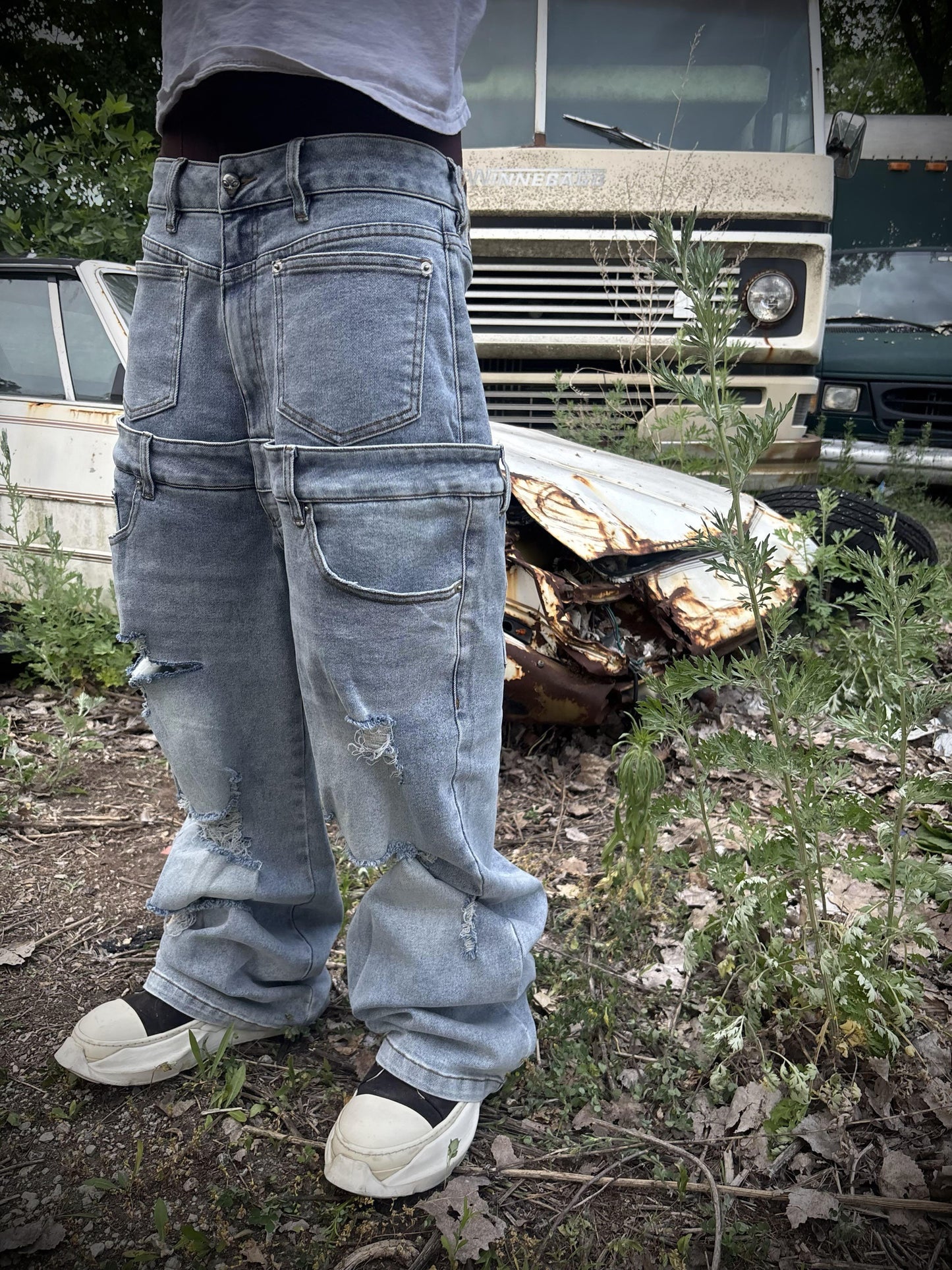 “NOT JUST HUMAN”  DENIM JEANS (LIGHT BLUE