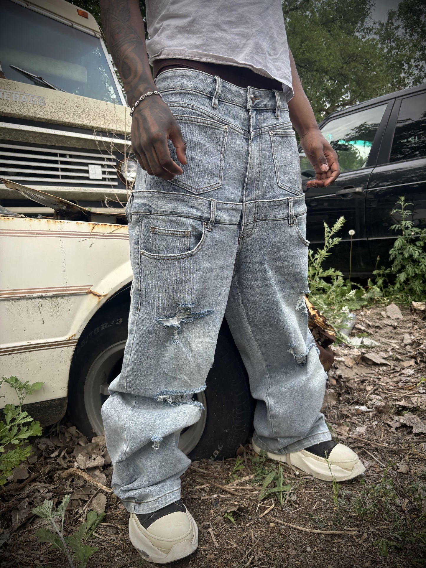 “NOT JUST HUMAN”  DENIM JEANS (LIGHT BLUE