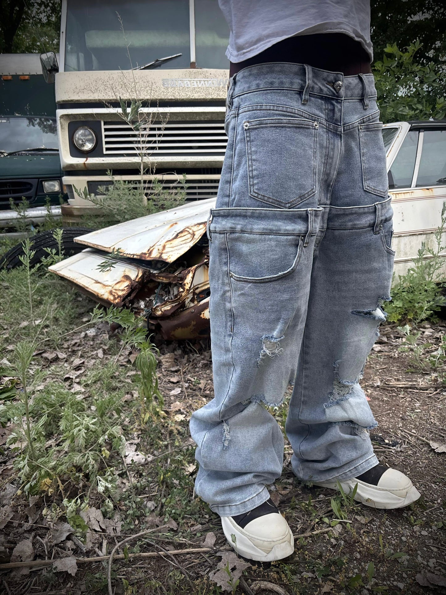 “NOT JUST HUMAN”  DENIM JEANS (LIGHT BLUE