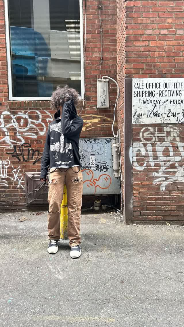 Cropped Distressed Hoodie